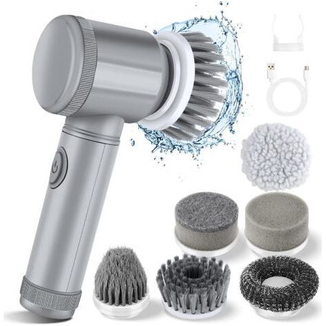 Gray Electric Cleaning Brush Multifunctional Kitchen Bathroom Electric Shoe Polisher (1/5)