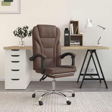 vidaXL Silla de oficina reclinable cuero sintético marrón (1/5)