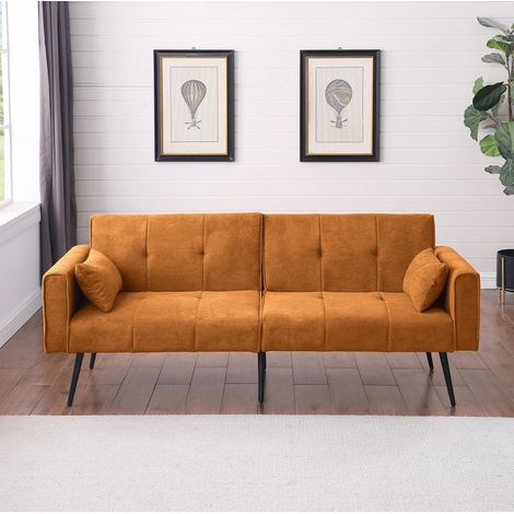 Divano letto futon pieghevole 175 x 71 x 71 cm in tessuto arancione DESVIAE (1/5)