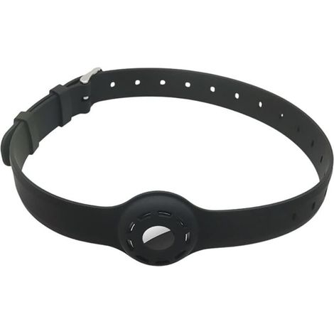 Collier anti-étranglement pour chat en silicone réglable avec compartiment AirTag – noir, sécurité clip-libre, taille unique (1/4)