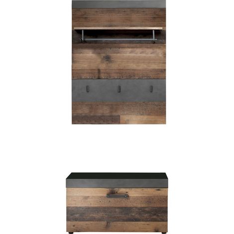 Irwin Agencement d'armoire E, style gris Matera, look vieux bois. (1/4)