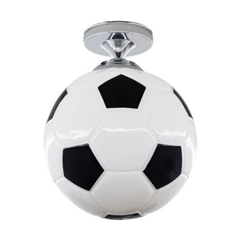 Plafonnier LED noir et blanc en forme de ballon de football, en fer et verre, pour chambre d'adolescent. (1/5)
