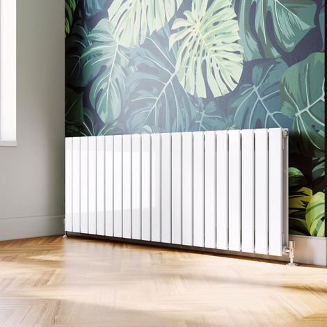 ELEGANT White Horizontal Low Carbon Steel Radiator 600x1596mm Double Flat Panel Heating Rads