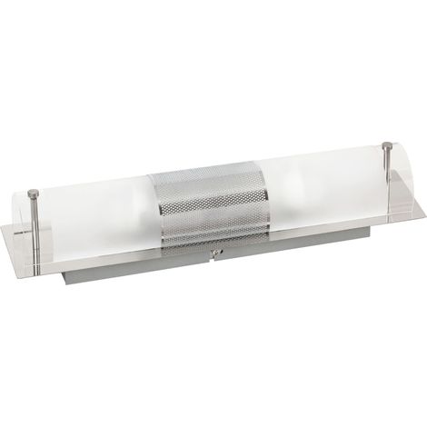 Wandlampe Badezimmer Glas Metall 2x E14 in Silber blendarm Badlampe Spiegelleuchte (1/3)