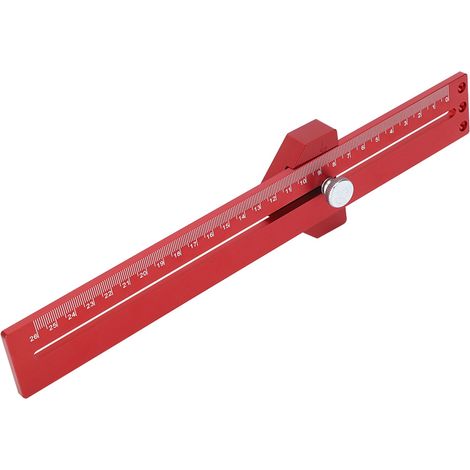 Règle à tracer en T en alliage d'aluminium rouge avec échelle précise, outil de marquage pour le travail du bois (1/5)