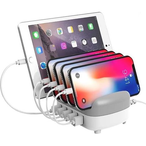 ORICO Station de Charge Intelligente USB 40W 5 connexions, Station d'accueil 5V / 2.4A avec Support pour téléphone et Tablette (1/4)