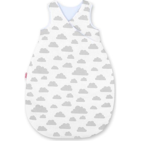 Sacco a pelo in cotone per bambini, taglia M 3-12 mesi, TOG 2.5, isolante per tutte le stagioni - grigio nuvole/blu (1/3)