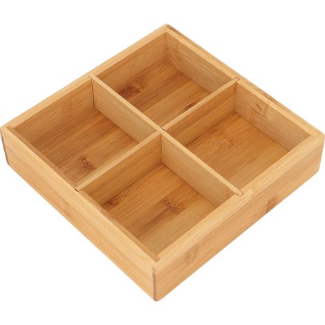 Plateau de service à encas en bambou sans peinture sûr écologique compartimenté pour fruits secs 4 compartiments (1/5)