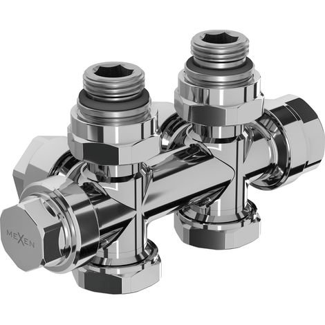 Mexen Uni-Term valvola del radiatore angolare/dritta, Duplex, DN50, cromata - W908-000-01 (1/4)