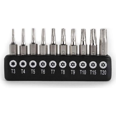 10 Pieces 4mm Torx Screwdriver Star Bit Set Precision Head Security Bits Hex Shank CR-V Steel Quick Release Shank for Easy Attachment Electronic Repair T3 T4 T5 T6 T7 T8 T9 T10 T15 T20 (1/5)