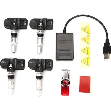 Sensor de presión de neumáticos Ymiko, sistema de monitoreo automático de presión de neumáticos (TPMS) USB para automóviles con sensor interno para navegación Android. (1/5)