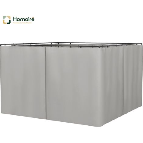 HOMAIRE 4 pièces de mur latéral pour pavillon 3x3 m en polyester gris clair avec crochets, 302 x 205 cm, idéal pour jardin et tente de fête