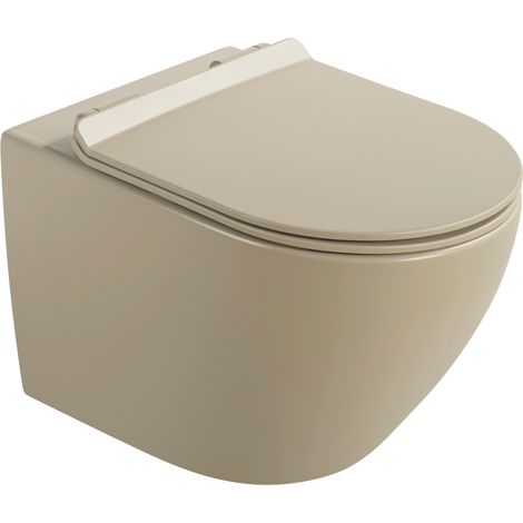 Cuvette de toilette suspendue Interno 49 CM Tornado avec abattant sans couvercle, couleur cappuccino mat (1/5)