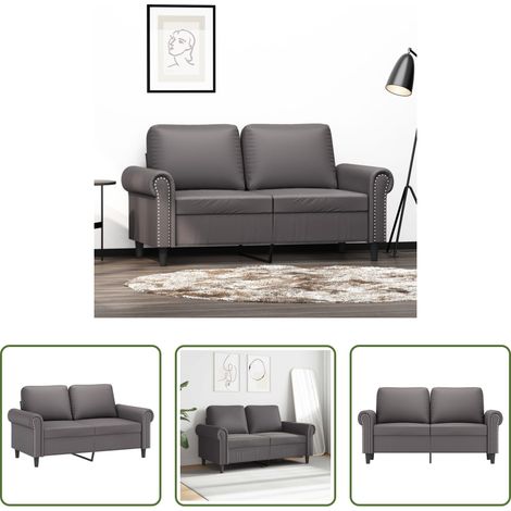 vidaXL Sofá de 2 plazas de cuero sintético gris 120 cm (1/5)