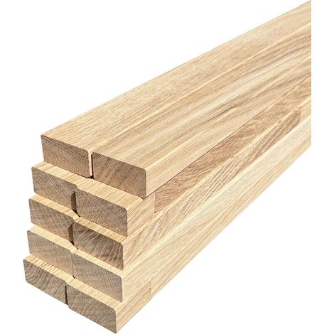 Lot de 10 tasseaux en chêne massif – Longueur 250 cm, largeur 2 cm, épaisseur 4 cm – Finition chanfreinée pour habillage mural