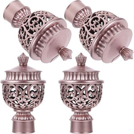 Ces quatre embouts décoratifs pour tringles à rideaux, en plastique creux, sont à la fois pratiques et esthétiques, ce qui en fait des accessoires idéaux pour la décoration des fenêtres.