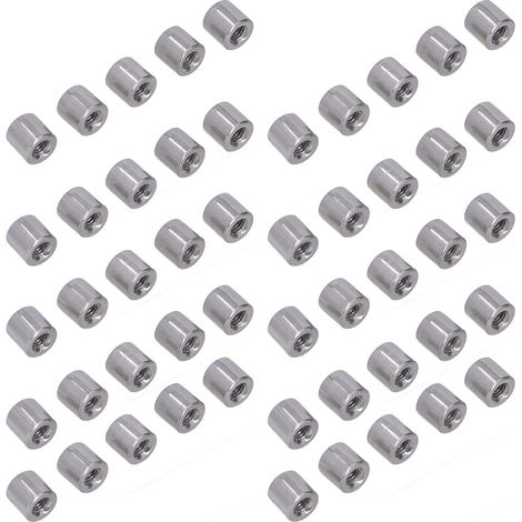 50 écrous de raccordement ronds M4 en acier inoxydable, filetage femelle, pour tiges (1/5)