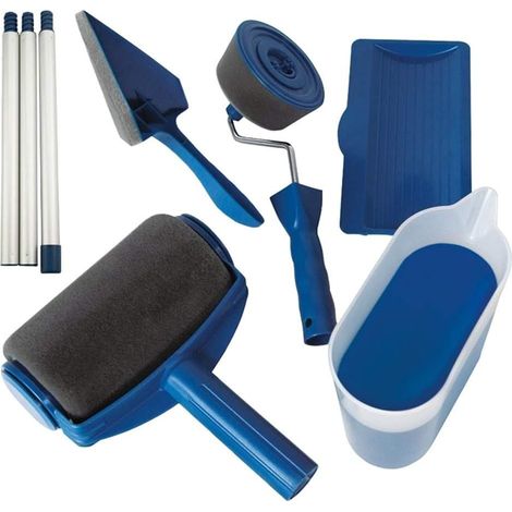 Ensemble complet de rouleaux à peinture anti-gouttes. Rouleau rechargeable avec manche extensible. Kit de rouleaux à peinture avec réservoir intégré : application propre et sans coulures, facile à uti (1/5)