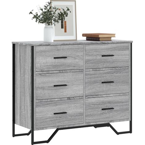 vidaXL Cassettiera Grigio Sonoma 91x35,5x74,5 cm in Truciolato (1/5)