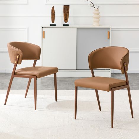 Sedia da pranzo moderna imbottita in PU, set da 2, marrone HAVRYA (1/5)