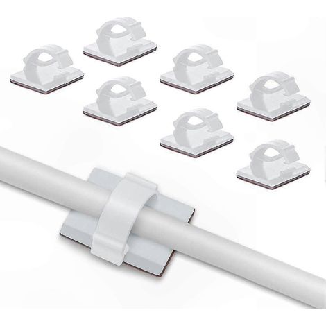 Fixations adhésives pour câbles fibre optique, organiseur de fils réglable, gestion de câbles à domicile et au bureau (lot de 30) (1/5)