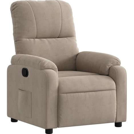 Fauteuil relax TV rembourrage confortable fonction d'inclinaison manuelle en tissu microfibre couleur taupe DEC028206 (1/5)