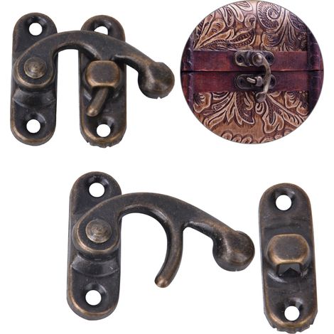 A026 Crochet en bronze antique avec vis, cadenas en métal 3228MM, accessoires de quincaillerie pour bagages, coffret cadeau, boîte décorative, boucle de boîte, crochet droit en bronze antique.