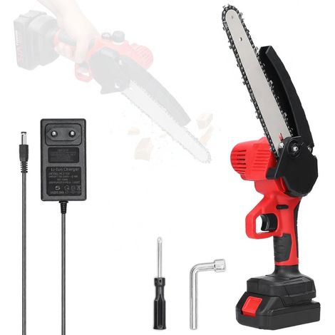 Sega da potatura elettrica da 21 V e 20 cm, motore a spazzole, sistema di lubrificazione, utensile per il taglio del legno per giardino e frutteto.
