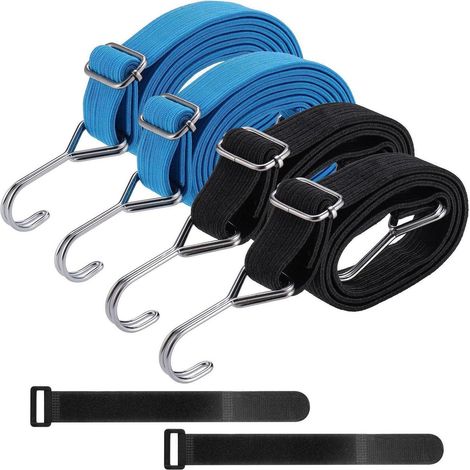 Spanngummi mit Haken, 4er Set, 1m & 2m, extra stark, blau & schwarz (1/5)