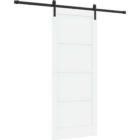 Porte coulissante 86 x 211 cm Bois d'ingénierie Blanc et noir vidaXL