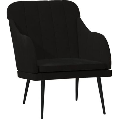 Fauteuil en velours noir, 63 x 76 x 80 cm (1/5)