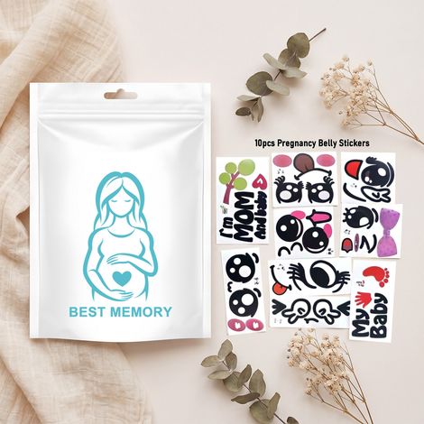 Babybauchaufkleber, atmungsaktiv und ideal zum Fotografieren und Festhalten der Schwangerschaftsmonate, kreative und niedliche Bauchdekorationsaufkleber – 10 Stück -- BIEMMEDUE (1/5)
