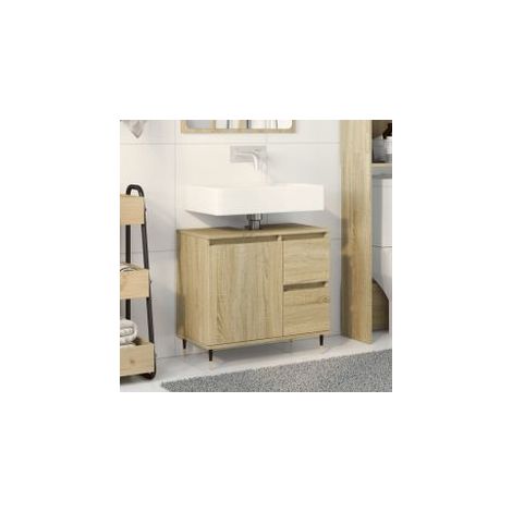 Armoire lavabo de salle de bain chêne sonoma bois d'ingénierie