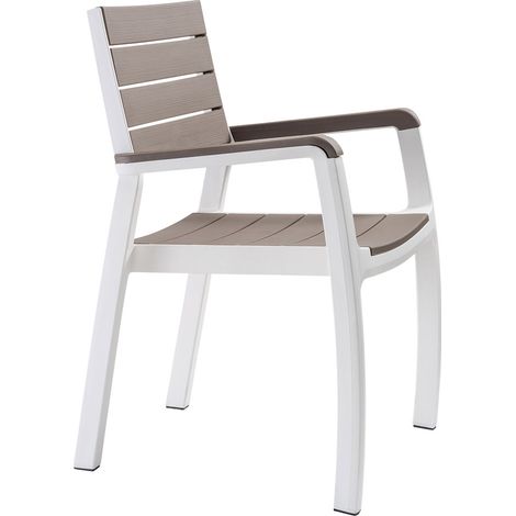 Sedia da Giardino con Braccioli Polipropilene Effetto Rattan Legno Bianco