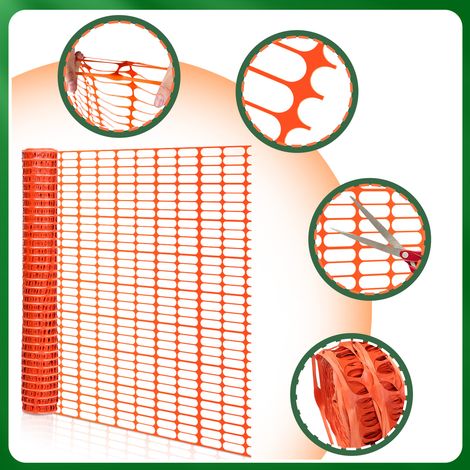 Wolketon 1x50m Absperrzaun Bauzaun Warnnetz orange,Sicherheitszaun mobiles Netz, Kunststoff Fangzaun, Zaun flexibel Mobiler Zaun Hühnerzaun Geflügelzaun (1/4)