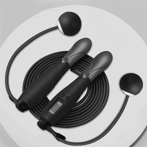 Corde À Sauter Sans Fil - Compteur Numérique De Sauts Et Calories - Mode Sans Corde - Réglable En Longueur - PVC Haute Résistance - 1 Pièce (1/5)