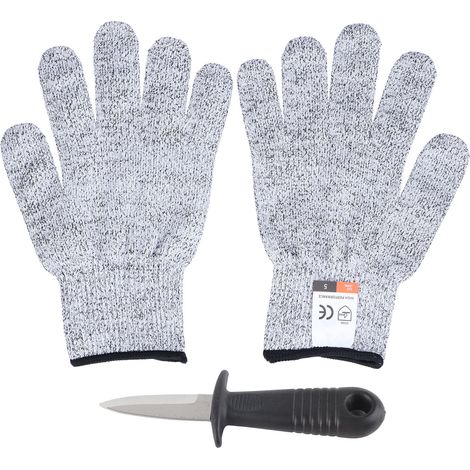 Couteau à huîtres Ortviai – Kit complet avec gants de protection niveau 5, acier outil résistant à la corrosion et à l’abrasion
