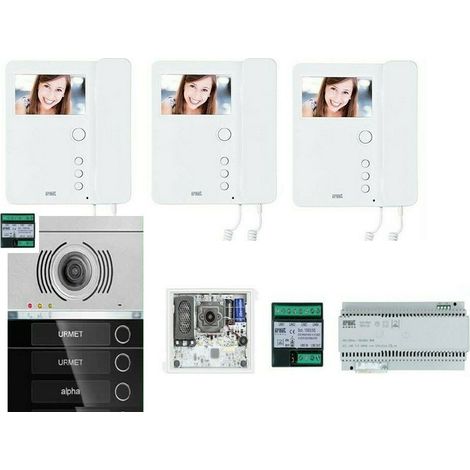 KIT VIDEOCITOFONO URMET ALPHA 3 FAMIGLIE KIT VIDEOCITOFONO 3 MONITOR 3 PULSANTI