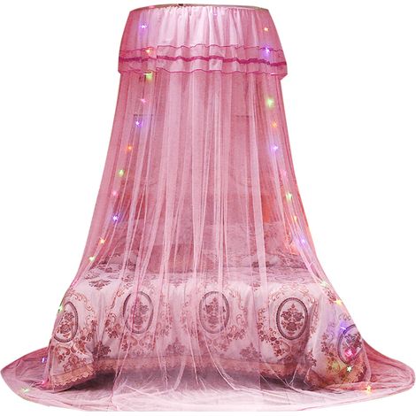 Moustiquaire ronde style princesse à baldaquin, rideau de lit (rose) (1/5)