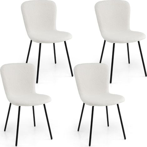 Set di 4 sedie da pranzo con schienale e gambe in metallo, 4 sedie alte da bar con sedie imbottite moderne Beige (1/4)