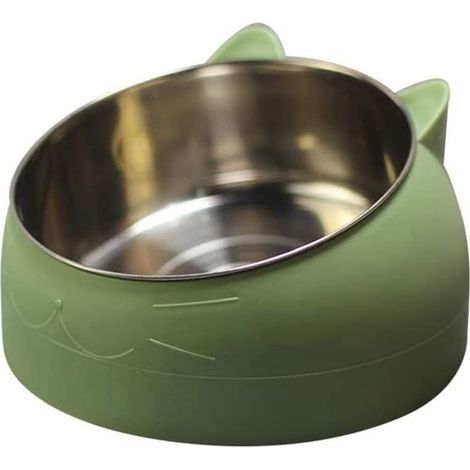 Gamelle Chat 1L Bol pour Animaux en Acier Inoxydable Base Antidérapante Anti-débordôment Tapis en Caoutchouc Grand Bol Chien Vert (1/5)