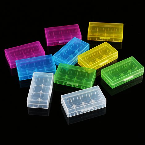 Boîte de rangement multifonctionnelle transparente en plastique, 5 couleurs, pour batteries 18650/18350 (10 pièces) (1/5)