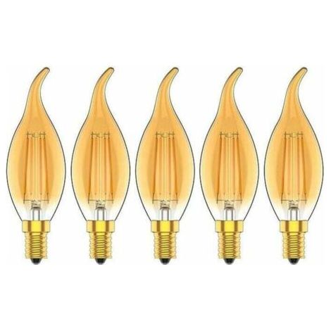 BUNTHAUS Ampoule à filament vintage dimmable 4 W, culot LED E14, jaune chaud, 2300 K, 320 lm, 220 V CA, lot de 5 [Classe énergétique A+]