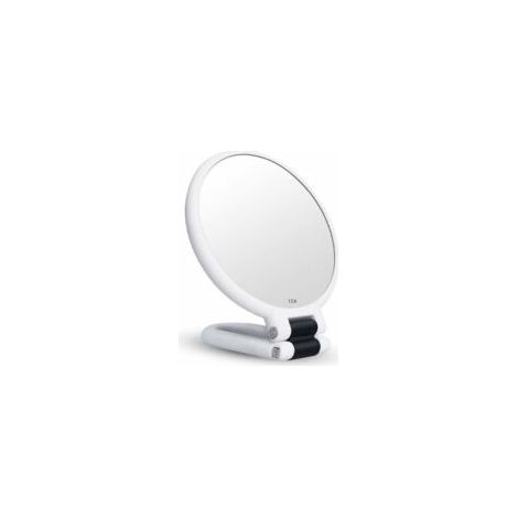 Espejo de aumento de 15x, espejo plegable de doble cara para diversos detalles de maquillaje (blanco) - Crezuo