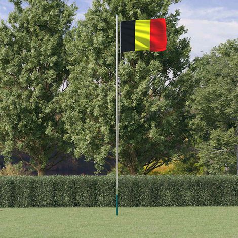 Drapeau de la Belgique et mât 6,23 m Drapeau Décoratif - Style Contemporain Aluminium BV210279 - BonneVie (1/5)