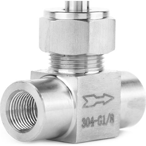 Robinet à pointeau droit en acier inoxydable BSPP femelle pour eau, gaz, huile (Type A) (1/5)