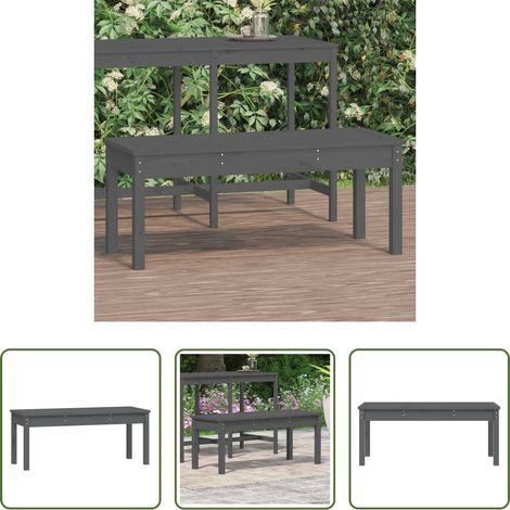 vidaXL Kiefer - Gartenbank Grau 109x44x45 cm Massivholz Kiefer (1/5)