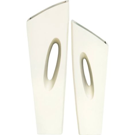 Vase décoratif beige en fibrocement design contemporain - Beige sable doux (1/3)