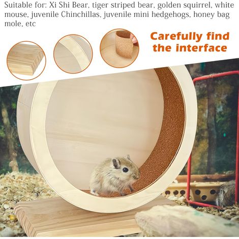 Roue de Hamster en Bois Silencieuse pour Petits Animaux de Compagnie - Pour le Repos et le Mouvement - Bogie pour d'Autres Petits Animaux (1/2)
