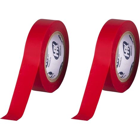 2x Ruban adhésif isolant PVC 19mm x 10m pour fils électriques tension de rupture 6000V Scotch Electricité Résistant Protection, rouge (1/2)